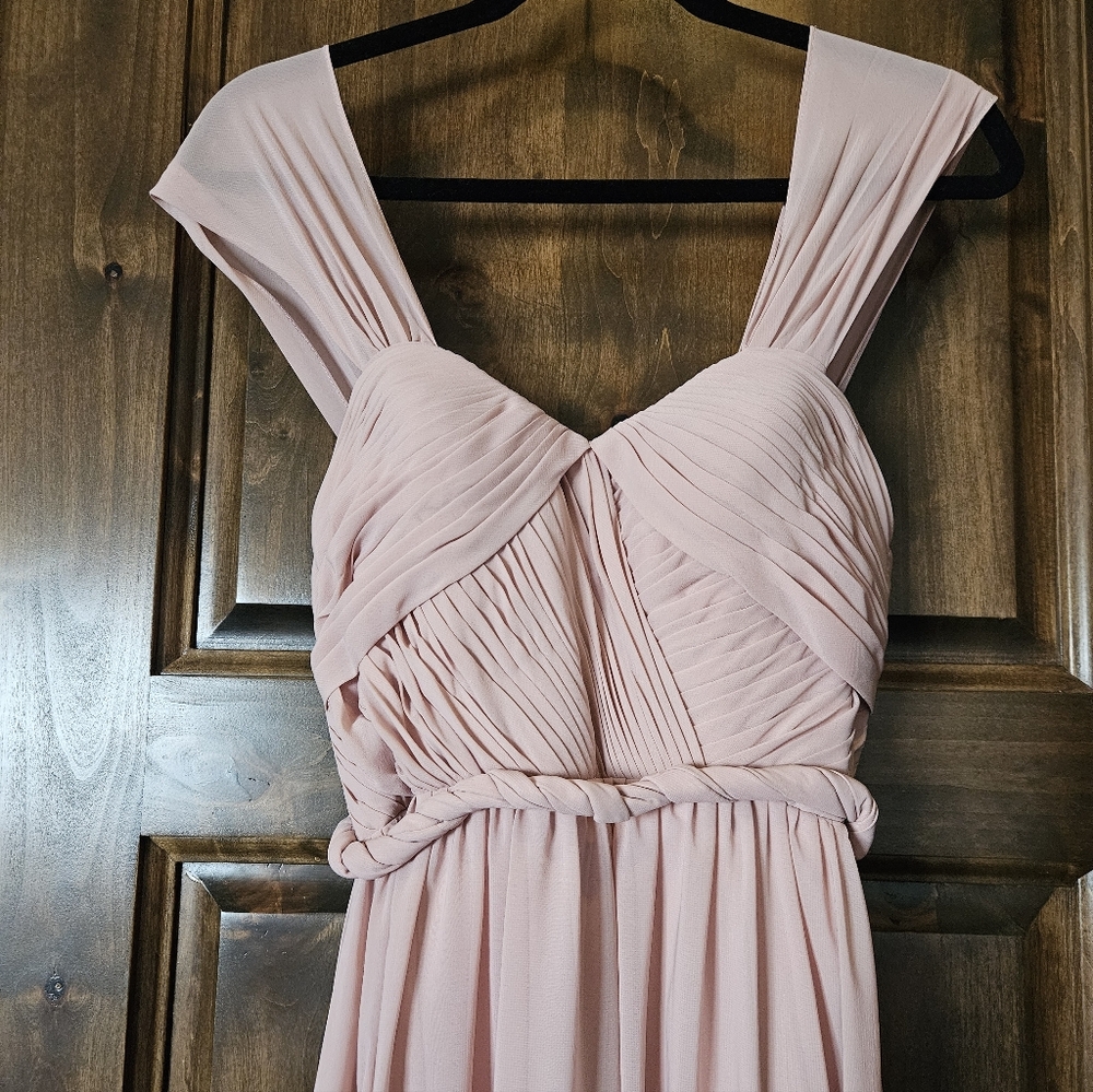 Chic Blush Pleated Gown